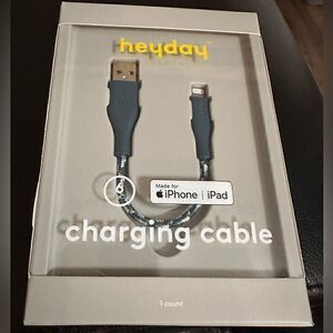 Heyday Round Charging Cable compatible with iPhone to USB-A (Blue) 6 In.